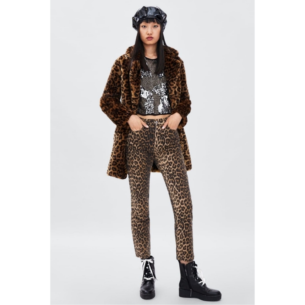 Zara Leopard Mom Jeans - Picture 2 of 8